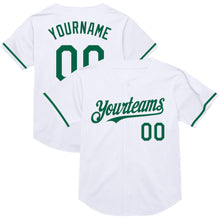 Load image into Gallery viewer, Custom White Kelly Green Mesh Authentic Throwback Baseball Jersey