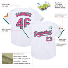 Load image into Gallery viewer, Custom White Pink-Kelly Green Mesh Authentic Throwback Baseball Jersey