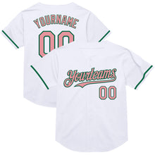 Load image into Gallery viewer, Custom White Medium Pink-Kelly Green Mesh Authentic Throwback Baseball Jersey