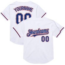 Load image into Gallery viewer, Custom White Royal-Red Mesh Authentic Throwback Baseball Jersey