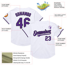 Load image into Gallery viewer, Custom White Purple-Black Mesh Authentic Throwback Baseball Jersey