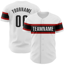 Load image into Gallery viewer, Custom White Black-Red Authentic Baseball Jersey