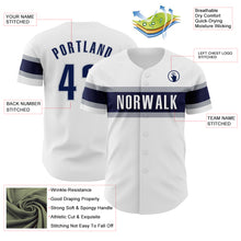 Load image into Gallery viewer, Custom White Navy-Gray Authentic Baseball Jersey