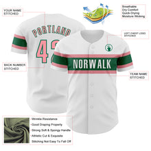 Load image into Gallery viewer, Custom White Medium Pink-Kelly Green Authentic Baseball Jersey
