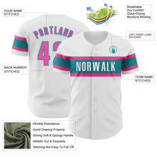 Load image into Gallery viewer, Custom White Pink-Teal Authentic Baseball Jersey