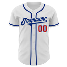 Load image into Gallery viewer, Custom White Red-Royal Authentic Baseball Jersey