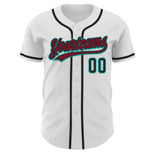 Load image into Gallery viewer, Custom White Crimson Black-Aqua Authentic Baseball Jersey