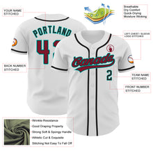 Load image into Gallery viewer, Custom White Crimson Black-Aqua Authentic Baseball Jersey