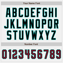 Load image into Gallery viewer, Custom White Crimson Black-Aqua Authentic Baseball Jersey