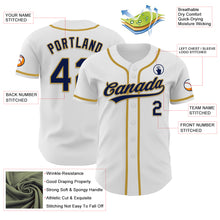 Load image into Gallery viewer, Custom White Navy-Old Gold Authentic Baseball Jersey