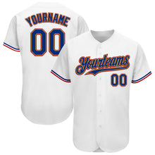 Load image into Gallery viewer, Custom White Royal Old Gold-Red Authentic Baseball Jersey