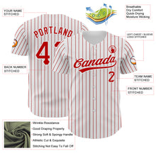 Load image into Gallery viewer, Custom White Red Pinstripe Red Authentic Baseball Jersey