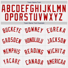 Load image into Gallery viewer, Custom White Black Pinstripe Red Authentic Baseball Jersey