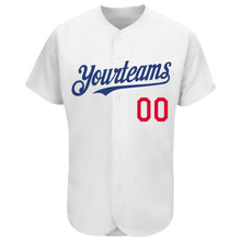 Load image into Gallery viewer, Custom White Royal-Red Authentic Baseball Jersey
