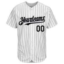 Load image into Gallery viewer, Custom White Black Pinstripe Gray Authentic Baseball Jersey