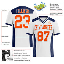 Load image into Gallery viewer, Custom White Orange-Navy Authentic Football Jersey