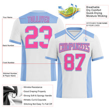 Load image into Gallery viewer, Custom White Pink-Light Blue Authentic Football Jersey
