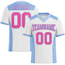 Load image into Gallery viewer, Custom White Pink-Light Blue Authentic Football Jersey