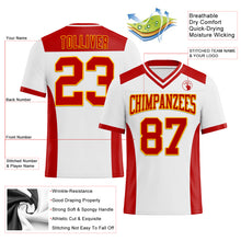 Load image into Gallery viewer, Custom White Red-Gold Authentic Football Jersey