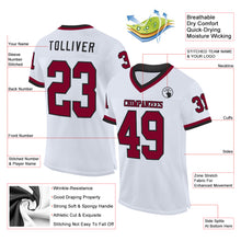 Load image into Gallery viewer, Custom White Maroon-Black Mesh Authentic Throwback Football Jersey