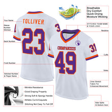 Load image into Gallery viewer, Custom White Purple-Orange Mesh Authentic Throwback Football Jersey