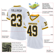 Load image into Gallery viewer, Custom White Black-Gold Mesh Authentic Throwback Football Jersey