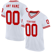Load image into Gallery viewer, Custom White Red Mesh Authentic Throwback Football Jersey
