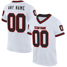 Load image into Gallery viewer, Custom White Black-Red Mesh Authentic Throwback Football Jersey