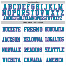 Load image into Gallery viewer, Custom White Purple Black-Teal Mesh Authentic Throwback Football Jersey