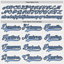 Load image into Gallery viewer, Custom White Light Blue-Black Hockey Lace Neck Jersey