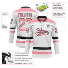 Load image into Gallery viewer, Custom White Medium Pink-Black Hockey Lace Neck Jersey