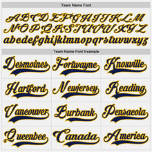 Load image into Gallery viewer, Custom White Navy-Gold Hockey Lace Neck Jersey