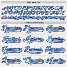 Load image into Gallery viewer, Custom White Light Blue-Navy Hockey Lace Neck Jersey