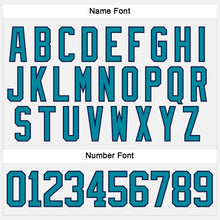 Load image into Gallery viewer, Custom White Teal-Navy Hockey Lace Neck Jersey