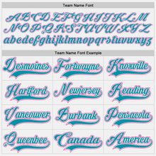 Load image into Gallery viewer, Custom White Teal-Pink Hockey Lace Neck Jersey