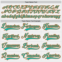 Load image into Gallery viewer, Custom White Aqua-Orange Hockey Lace Neck Jersey