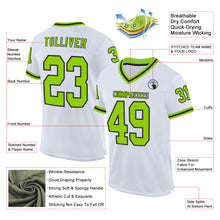 Load image into Gallery viewer, Custom White Neon Green-Black Mesh Authentic Throwback Football Jersey