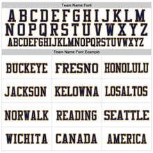 Load image into Gallery viewer, Custom White Navy-Old Gold Mesh Authentic Throwback Football Jersey