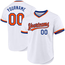 Load image into Gallery viewer, Custom White Orange-Royal Authentic Throwback Baseball Jersey