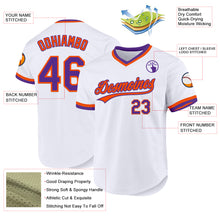 Load image into Gallery viewer, Custom White Purple-Orange Authentic Throwback Baseball Jersey