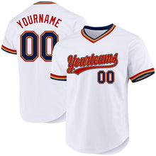 Load image into Gallery viewer, Custom White Navy Old Gold-Red Authentic Throwback Baseball Jersey