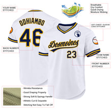 Load image into Gallery viewer, Custom White Navy-Gold Authentic Throwback Baseball Jersey