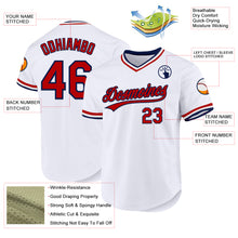 Load image into Gallery viewer, Custom White Red-Navy Authentic Throwback Baseball Jersey