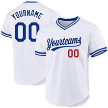 Load image into Gallery viewer, Custom White Royal-Red Authentic Throwback Baseball Jersey