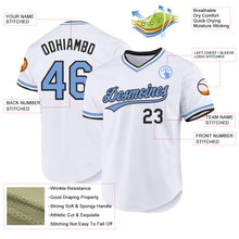 Load image into Gallery viewer, Custom White Light Blue-Black Authentic Throwback Baseball Jersey