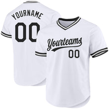 Load image into Gallery viewer, Custom White Black Authentic Throwback Baseball Jersey