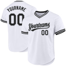 Load image into Gallery viewer, Custom White Black-Gray Authentic Throwback Baseball Jersey