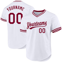 Load image into Gallery viewer, Custom White Maroon Authentic Throwback Baseball Jersey
