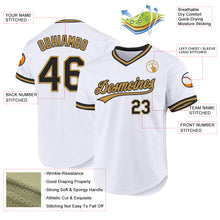 Load image into Gallery viewer, Custom White Black-Old Gold Authentic Throwback Baseball Jersey