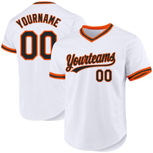Load image into Gallery viewer, Custom White Black-Orange Authentic Throwback Baseball Jersey